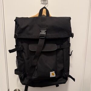 Carhartt Black Rolltop Backpack with Logo Patch